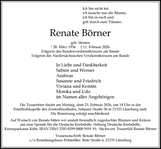 Anzeige von Renate Börner von LZ