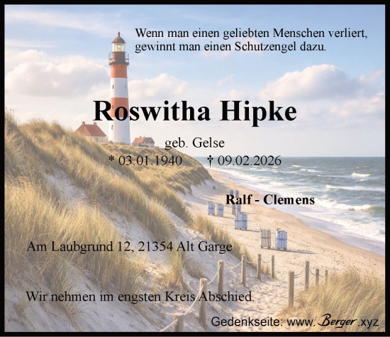 Anzeige von Roswitha Hipke von LZ