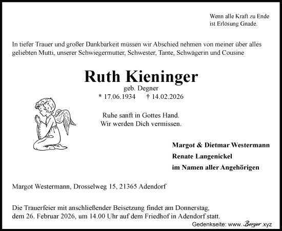 Anzeige von Ruth Kieninger von LZ