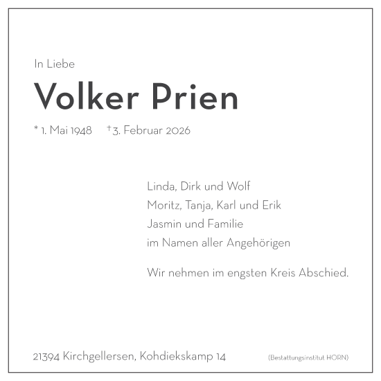Anzeige von Volker Prien von LZ