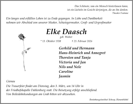 Anzeige von Elke Daasch von LZ