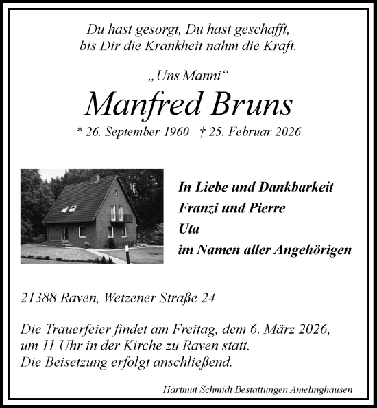 Anzeige von Manfred Bruns von LZ