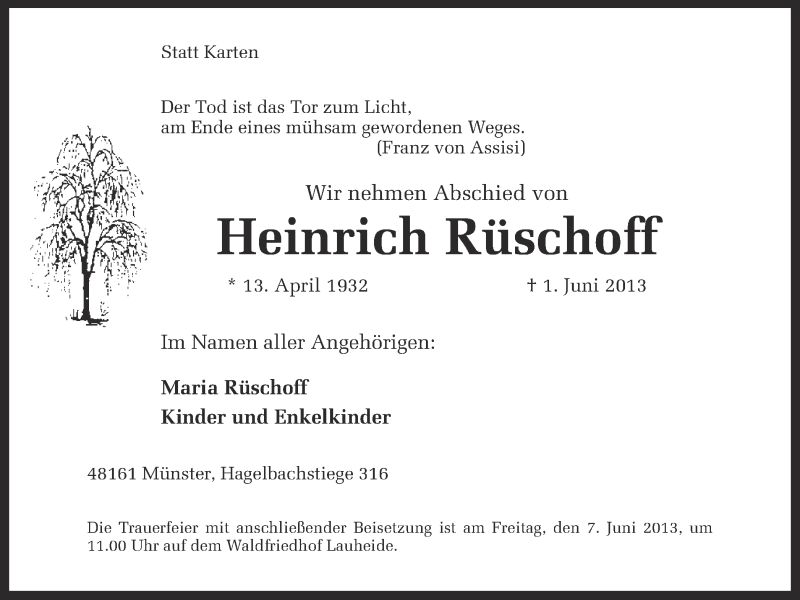  Traueranzeige für Gert Jacobsen vom 04.06.2013 aus Münstersche Zeitung und Grevener Zeitung